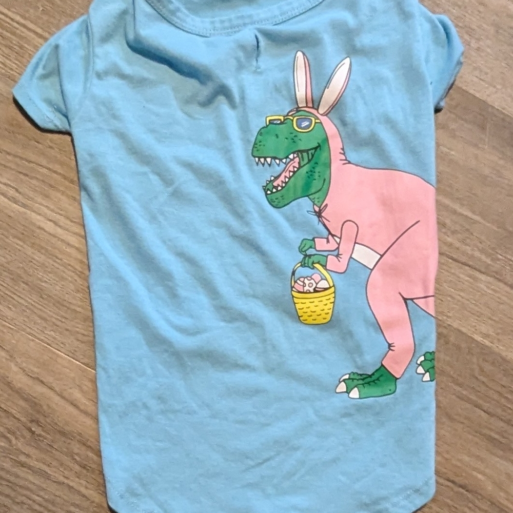Blue T-Shirt with Dinosaur Graphic